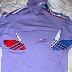 Adidas Men's Lavender Hoodie with Red and Blue Details